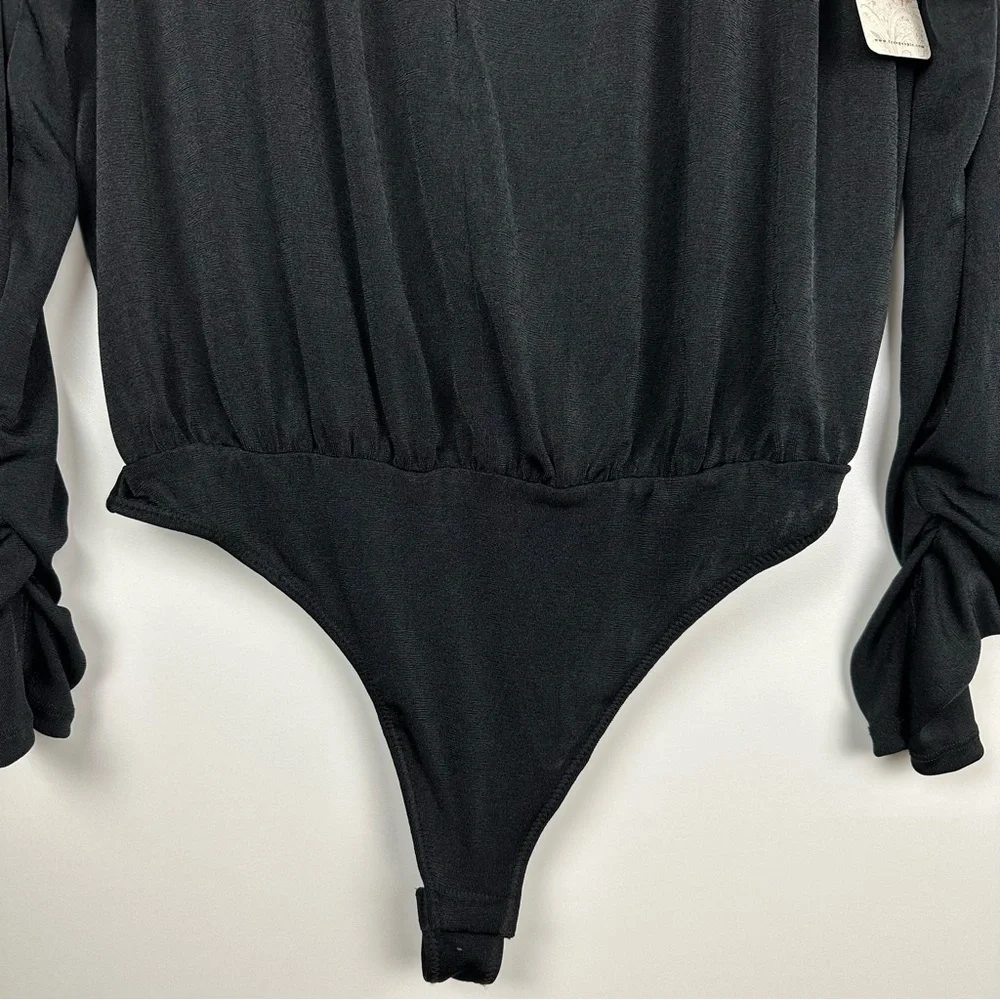 Free People New Kaya V Neck Keyhole Bodysuit Black Size XL - Picture 6 of 14